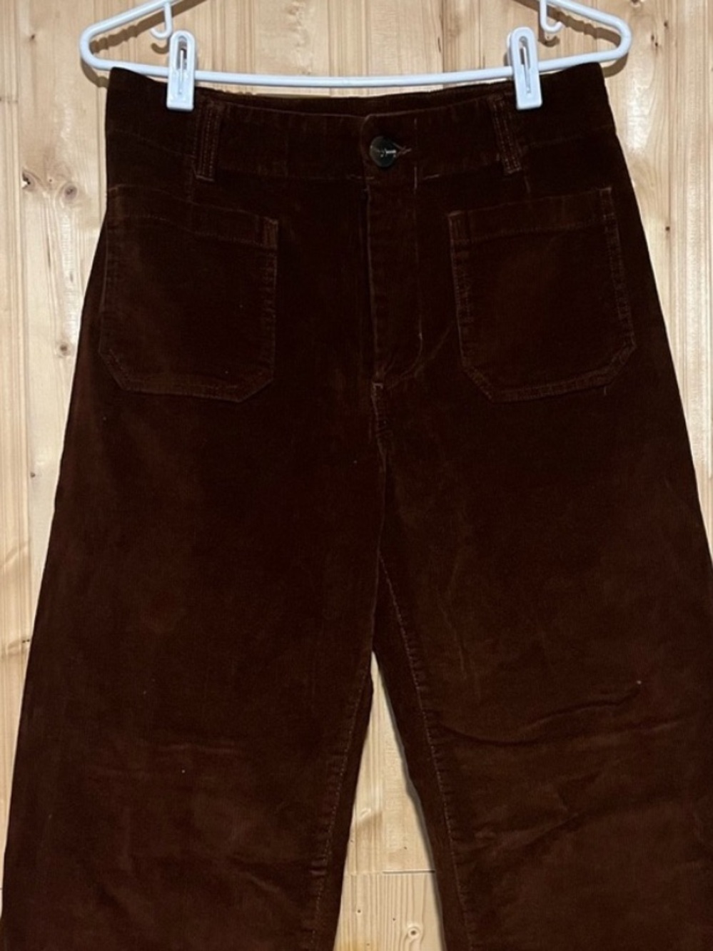 Brown Corduroy Wide-Leg Pants
